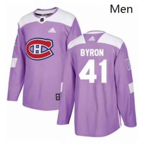 Mens Adidas Montreal Canadiens 41 Paul Byron Authentic Purple Fights Cancer Practice NHL Jersey